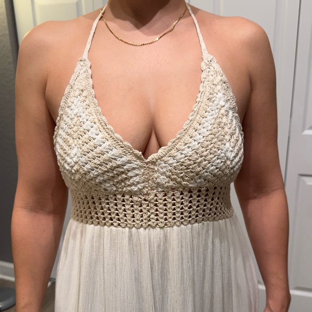 White, embroidered Zara Trafaluc Collection size M maxi dress